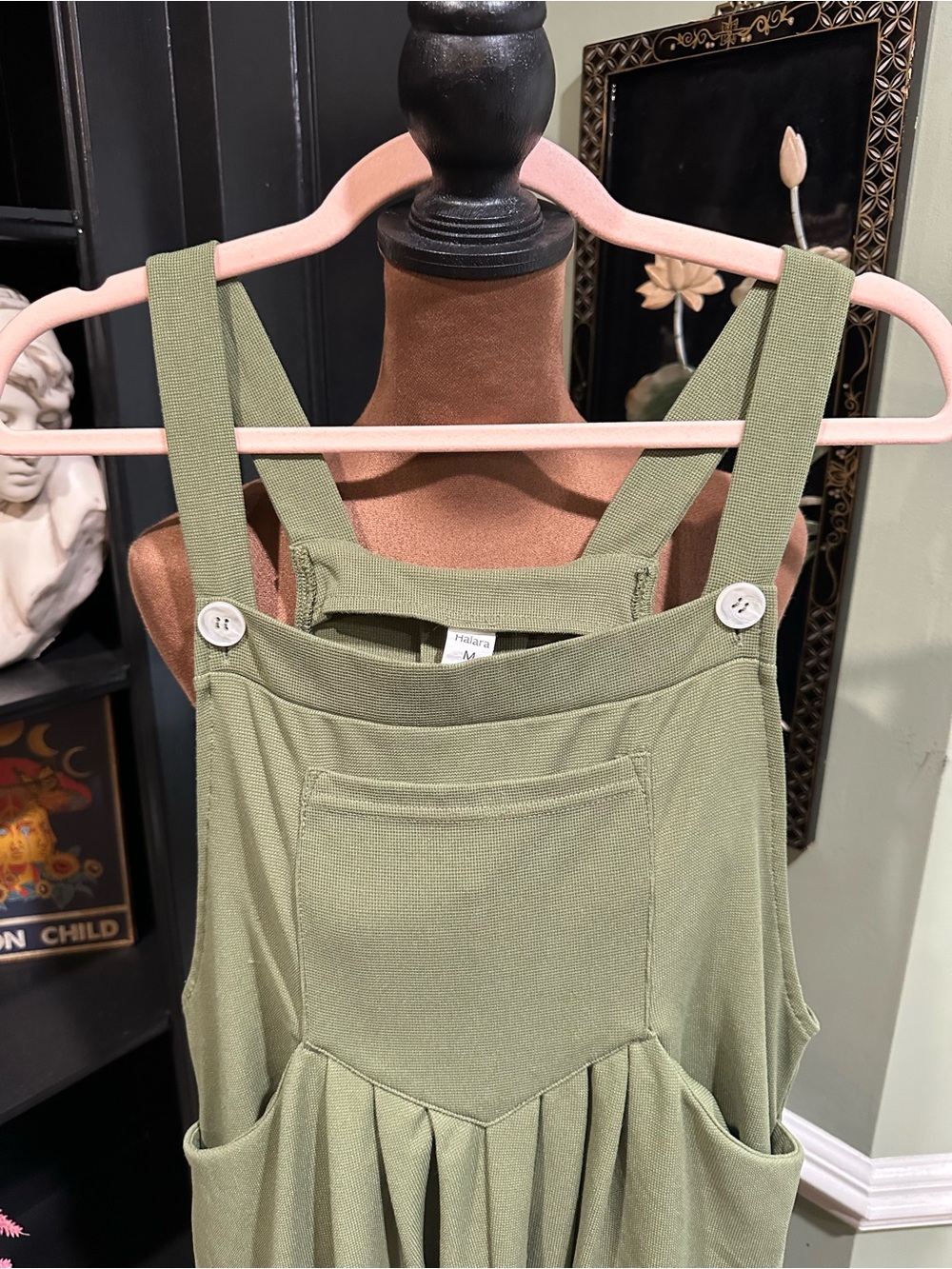 Halara waffle knit overalls jumpsuit in Loden Green size M - Picture 3 of 11